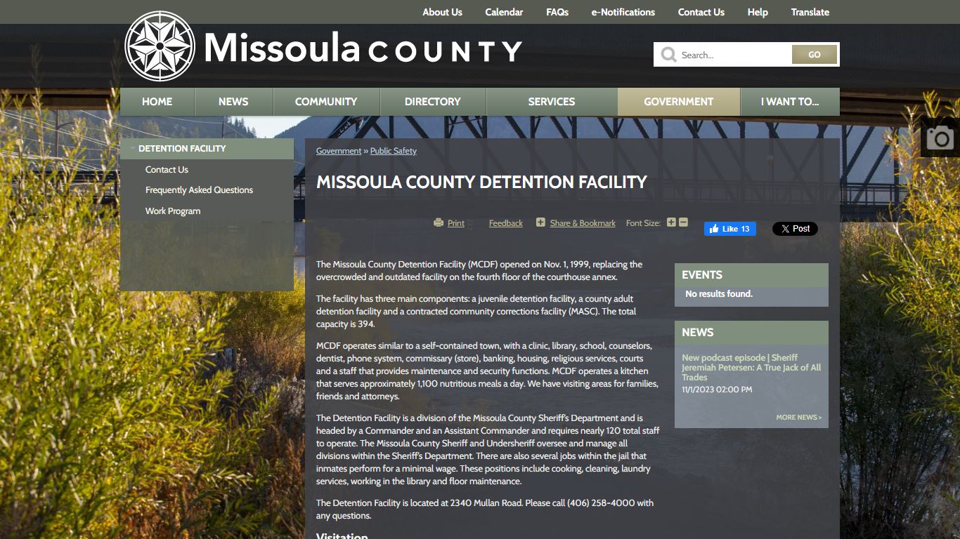 Missoula County Detention Facility | Missoula County, MT