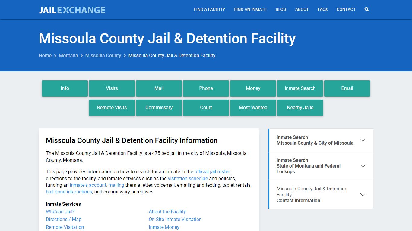 Missoula County Jail & Detention Facility - Jail Exchange